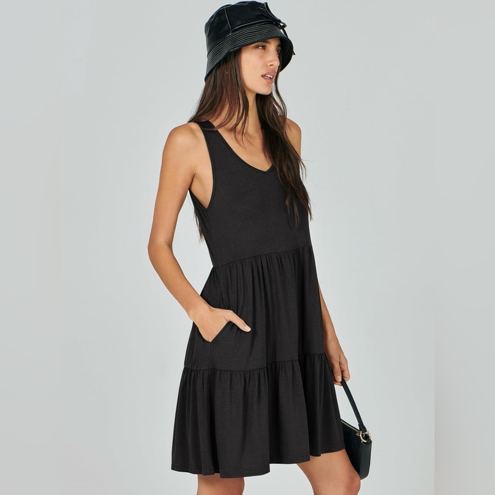 ANRABESS Womens Casual Tank Dress Sleeveless V Neck T Shirt Sundress Medium - Picture 6 of 11